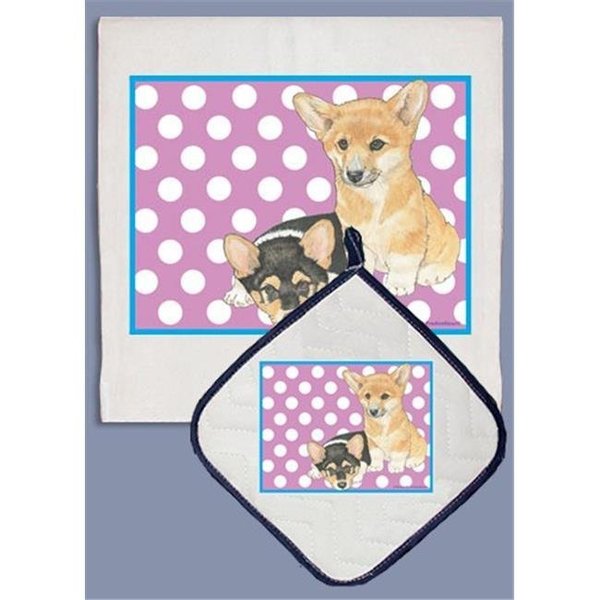 Pipsqueak Productions Pipsqueak Productions DP887B Corgi Welsh Pembroke Dish Towel And Pot Holder Set DP887B